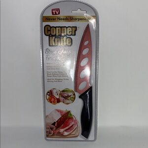 New As Seen on TV Copper Knife with Black Handle Stays sharp Forever